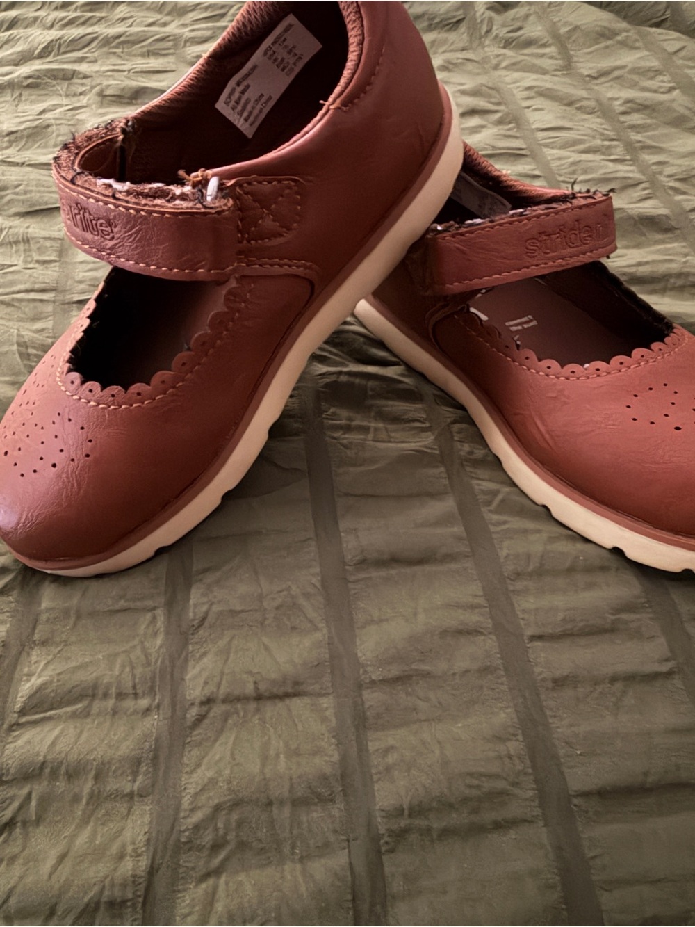 Stride Rite Girls' Tan Brown Mary Jane Shoes with Scalloped Edge - Picture 2 of 4